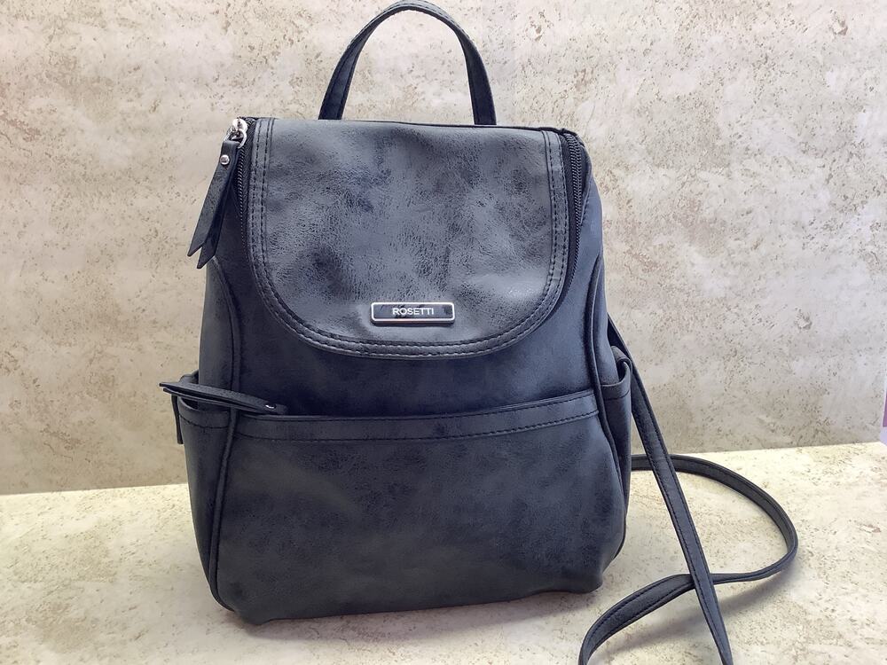 Charcoal Gray Rosetti Faux Leather Backpack - Pre-owned - Excellent Condition